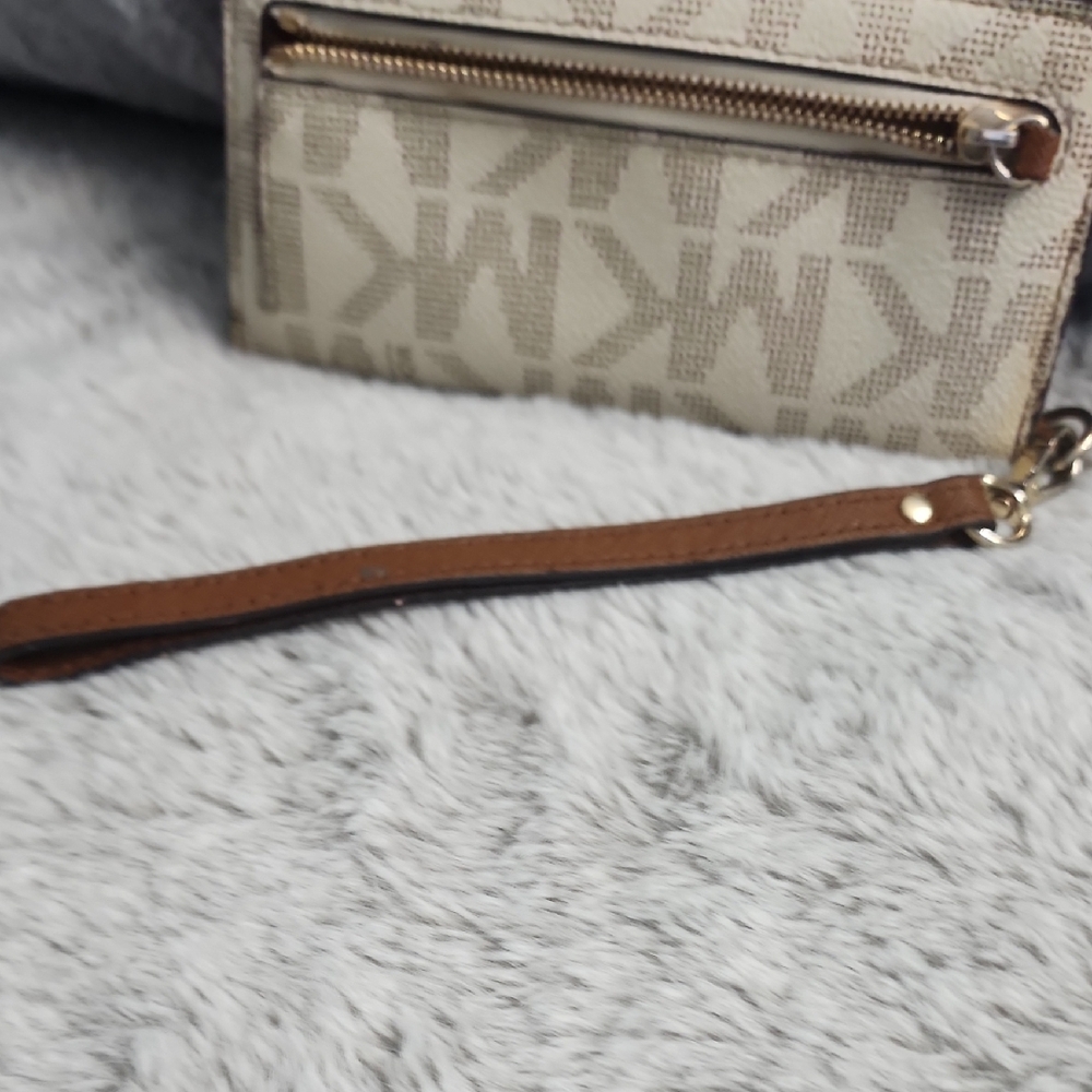 Michael Kors Beige and Brown Logo Wristlet - Picture 3 of 7